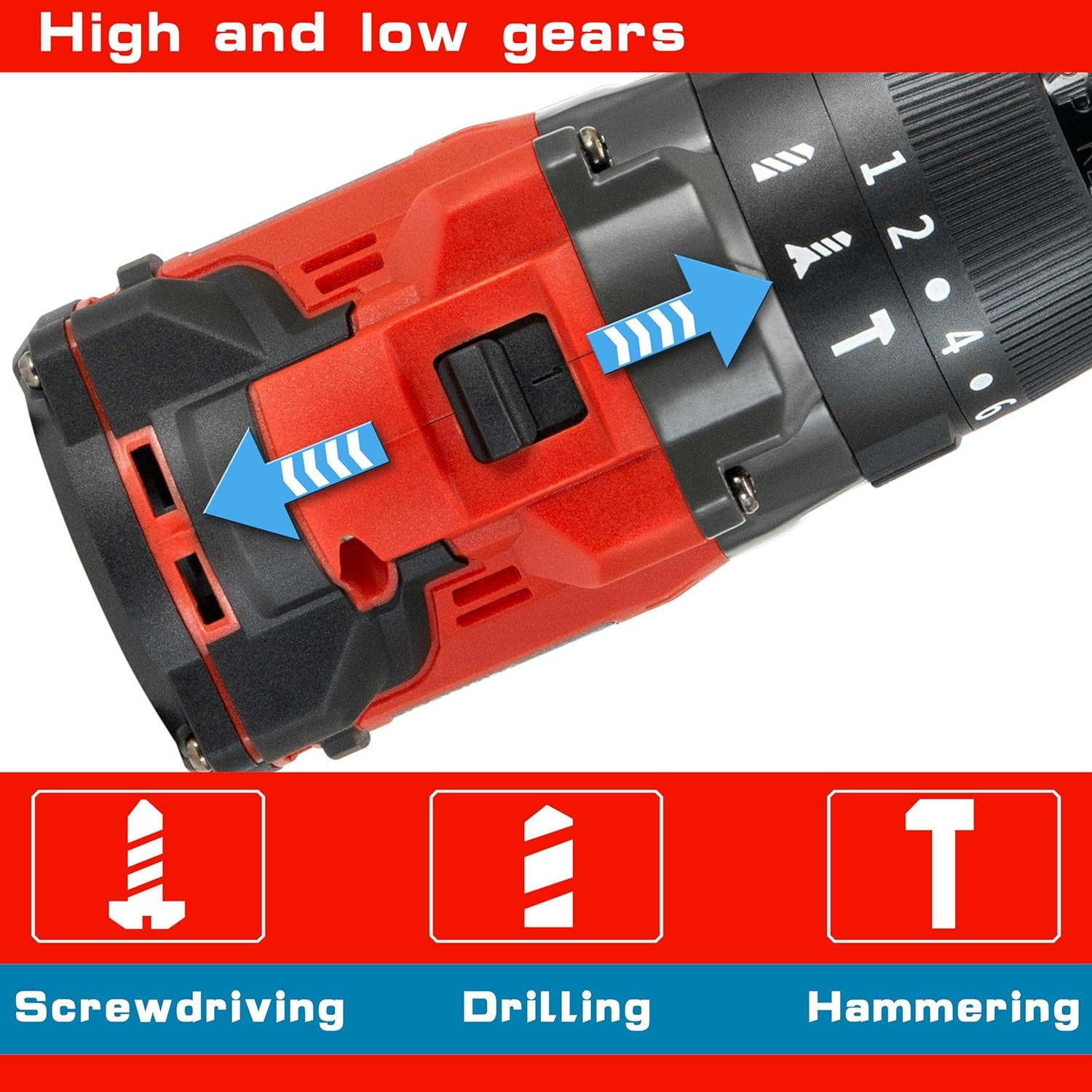 Cordless Drill for Milwaukee M18 Batteries, 1/2” Metal Self Lock Chuck, 150Nm MAX Torque, 2 Variable Speed 20+3 Position, Professional Drill/Driver (NO BATTERY)