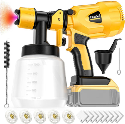 Cordless Paint Sprayer for Dewalt Battery: HVLP Spray Paint Gun&Copper Nozzle - 260W Brushless Motor 20V Tools for House Painting,Interior,Walls,Door,Fence(Battery NOT Include)