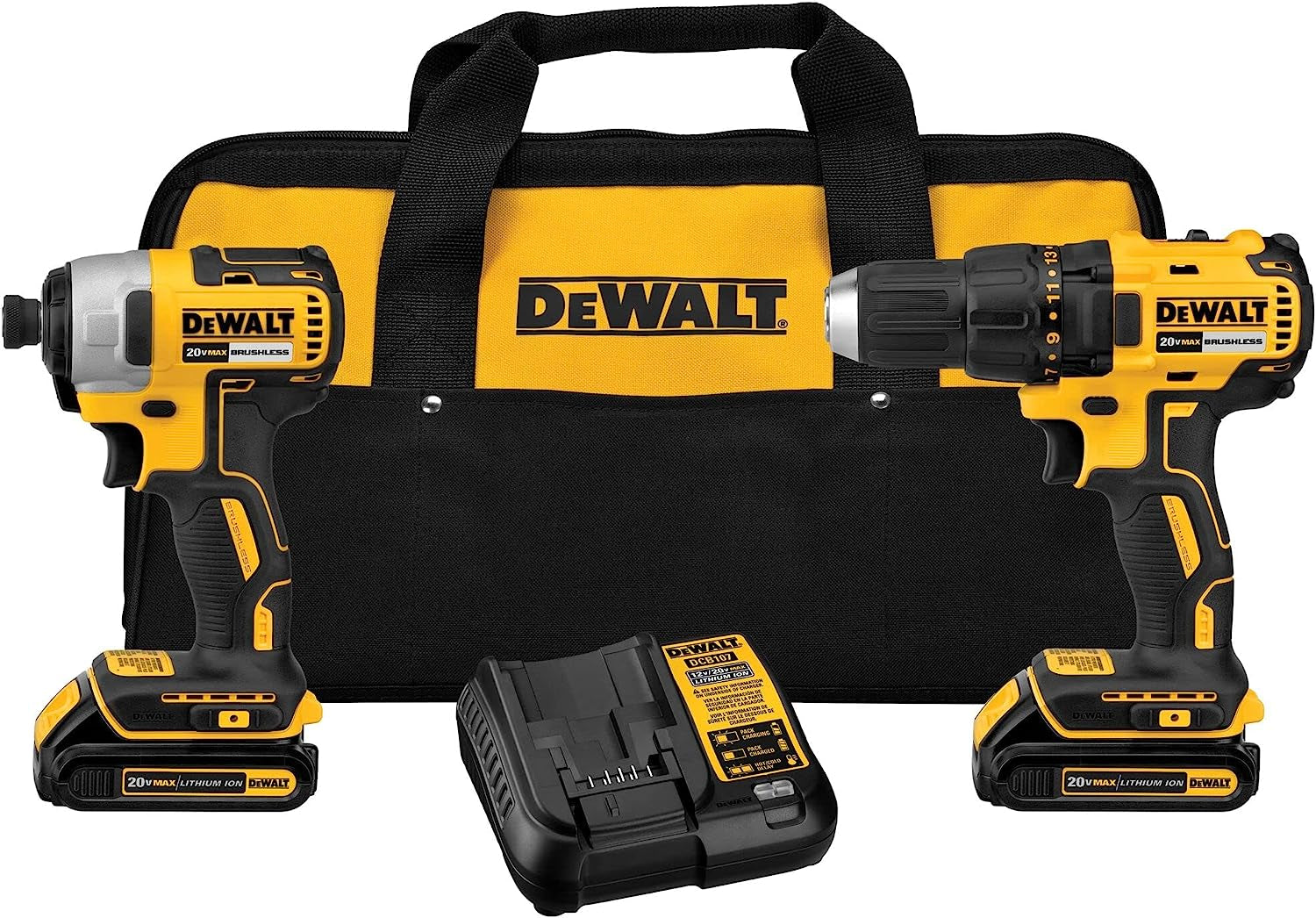 DeWalt 20V MAX Cordless Drill Impact Driver 2-Tool Power Tool Combo Kit Brushless Power Tool Set with 2 Batteries and Charger Included (DCK277D2)