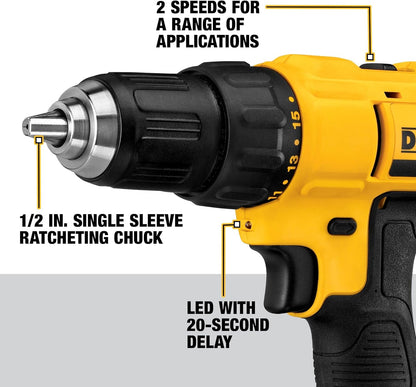 DeWalt 20V Max Cordless Drill/Driver Kit, Includes 2 Batteries and Charger (DCD771C2)