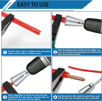 Wire Twister Tool for Drill, Wire Connector, Wire Nut Twister, Wire Twisting and Stripping Tool for Electrical Power Drill,Cable Quick Stripeper and Cutter(1Pc)