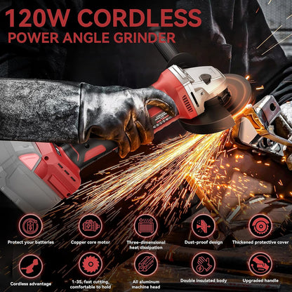 Cordless Power Angle Grinder for Milwaukee 18V Battery, 4-1/2-INCH Electric Brushless Grinder 8500 RPM with Adjustable Handle,Cut off Tool for Grinding Wheels, Cutting,Industrial,Grind