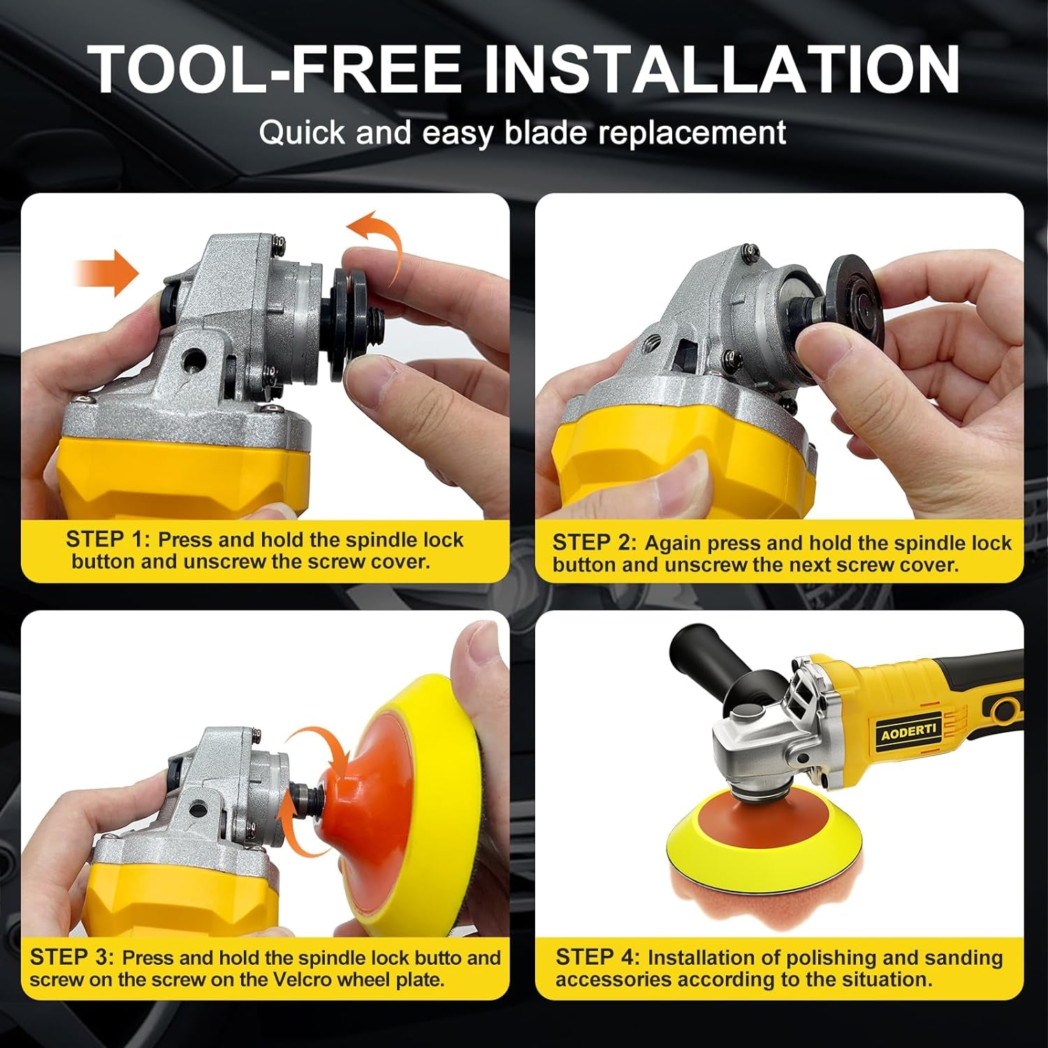 Cordless Buffer Polisher Compatible with DEWALT 20V Max Battery 5000-10000RPM Variable Speed Brushless Motor Car Buffer Lightweight Rotary Polisher for Boat Car Polishing and Waxing (Tool Only)