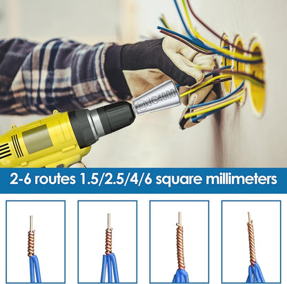 Wire Twister Tool for Drill, Wire Connector, Wire Nut Twister, Wire Twisting and Stripping Tool for Electrical Power Drill,Cable Quick Stripeper and Cutter(1Pc)