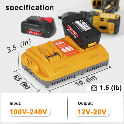 20V Max Battery Replacement for Dewalt Battery 6.0Ah 2Pack with DCB102 Battery Charger Station for DCB Series