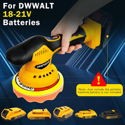 Cordless Car Buffer Polisher Compatible for Dewalt 20V Battery Polishers and Buffers with 6 Variable Speed up to 5500RPM Car Buffer Polisher for Car Detailing/Polishing/Waxing(Battery Not Included)