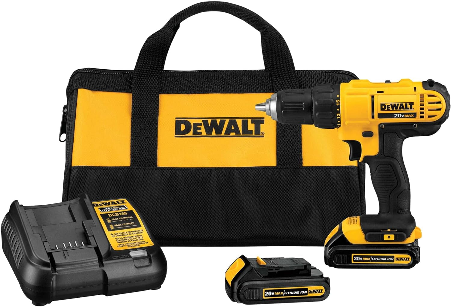 DeWalt 20V Max Cordless Drill/Driver Kit, Includes 2 Batteries and Charger (DCD771C2)