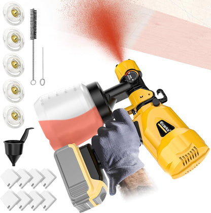 Cordless Paint Sprayer for Dewalt Battery: HVLP Spray Paint Gun&Copper Nozzle - 260W Brushless Motor 20V Tools for House Painting,Interior,Walls,Door,Fence(Battery NOT Include)