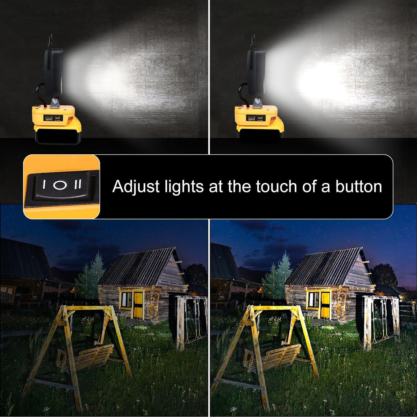 Cordless LED Work Light Tool for Dewalt 20V/18V Battery Portable Job Site Light Spotlight Lamp Flood Light Flashlight