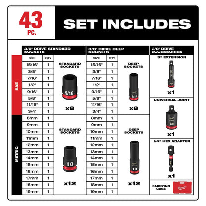 Socket Set MET & SAE IMP 3/8IN 49-66-7009