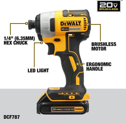 DeWalt 20V MAX Cordless Drill Impact Driver 2-Tool Power Tool Combo Kit Brushless Power Tool Set with 2 Batteries and Charger Included (DCK277D2)