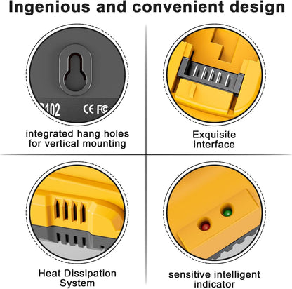 20V Max Battery Replacement for Dewalt Battery 6.0Ah 2Pack with DCB102 Battery Charger Station for DCB Series