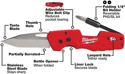 FASTBACK Folding Utility Knife W/Blade Multifunctionality, Red-Black