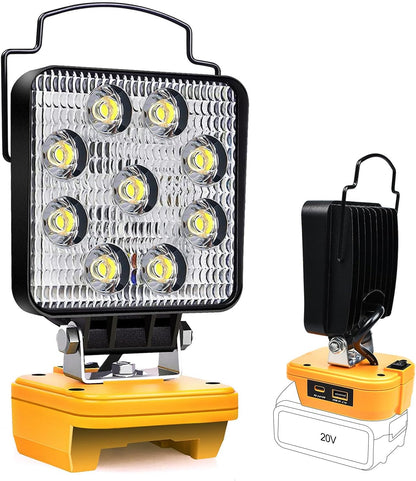 Cordless LED Work Light Tool for Dewalt 20V/18V Battery Portable Job Site Light Spotlight Lamp Flood Light Flashlight