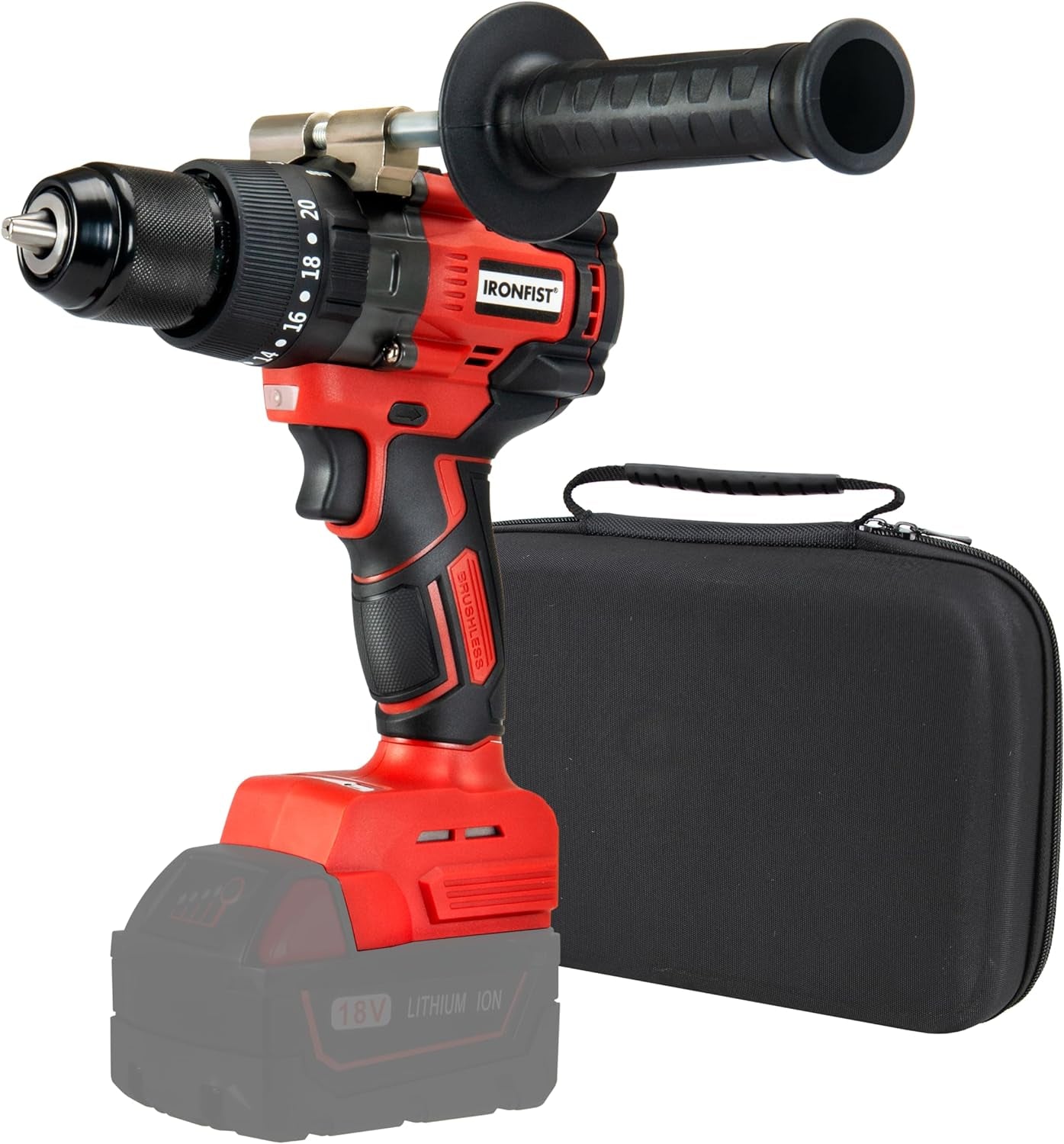 Cordless Drill for Milwaukee M18 Batteries, 1/2” Metal Self Lock Chuck, 150Nm MAX Torque, 2 Variable Speed 20+3 Position, Professional Drill/Driver (NO BATTERY)