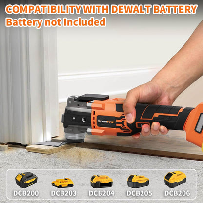 Brushless Oscillating Tool Compatible for DEWALT Battery 6 Variable Speed Cordless Oscillating Multi-Tool with LED Light Carrying Case for Cutting Scraping Sanding(Battery Not Included)