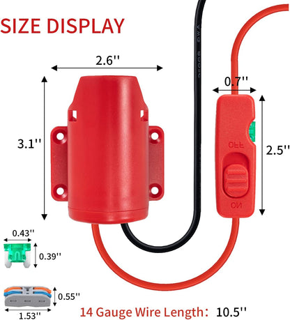 Upgraded M12 Battery Adapter for Milwaukee 12V Battery Adapter All-In-One Design of the Fuse and Switch Power Wheel Adapter for Milwaukee M12 Converter Kit 14 Gauge with Fuses & Wire Terminals