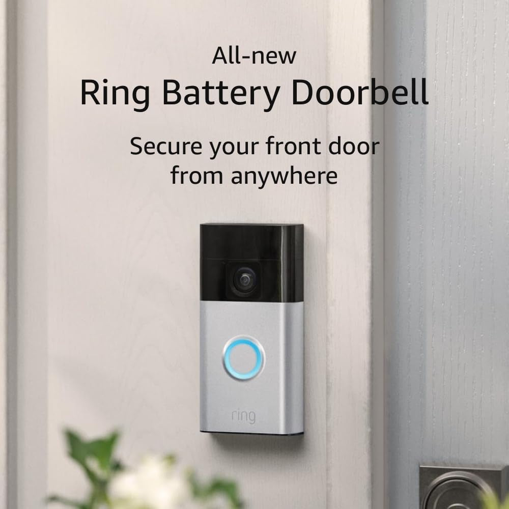 New Generation Battery Doorbell with Enhanced Coverage and Advanced Features - 66% More Video Coverage, Live View, Two-Way Talk, Motion Detection & Alerts - 2024 Release, Satin Nickel