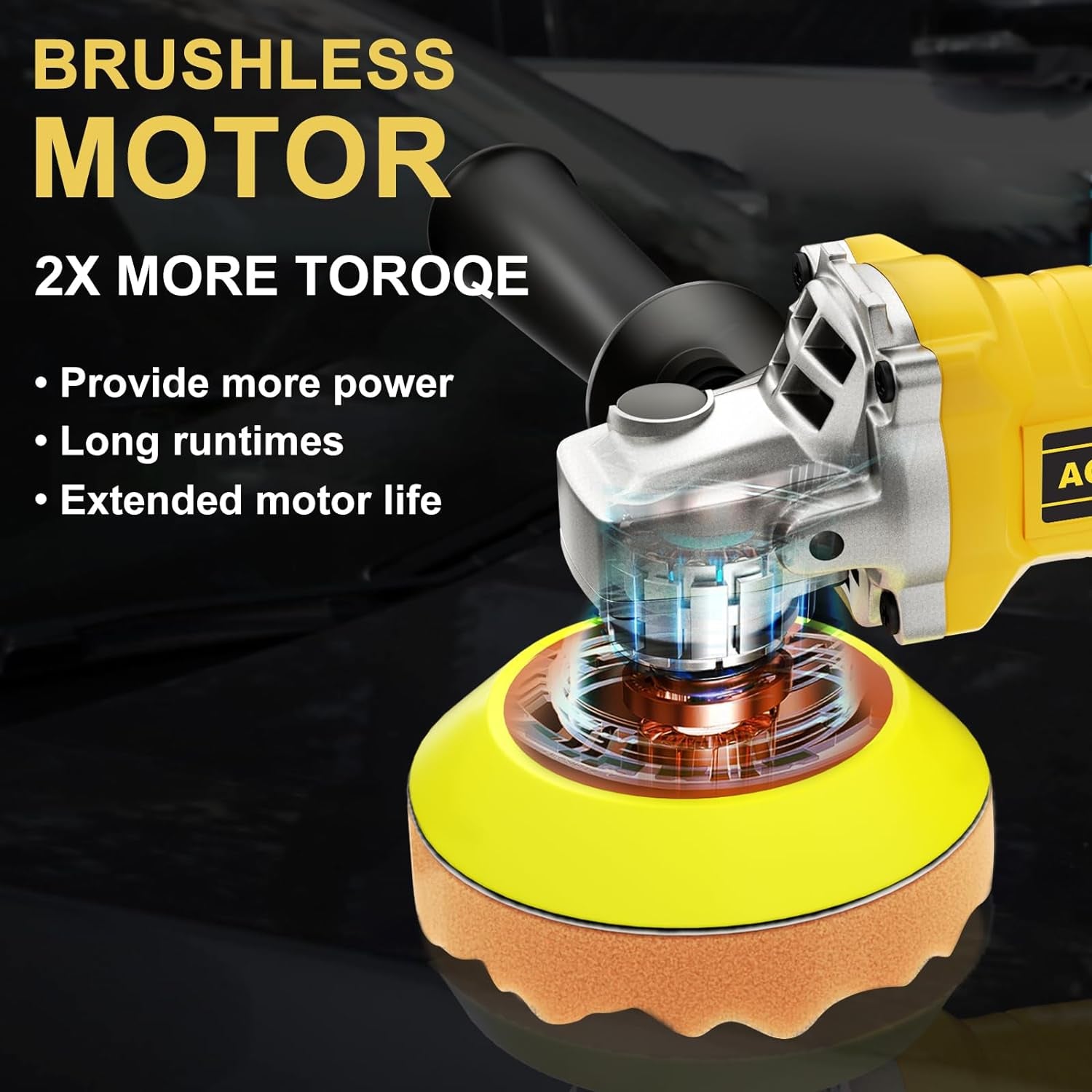 Cordless Buffer Polisher Compatible with DEWALT 20V Max Battery 5000-10000RPM Variable Speed Brushless Motor Car Buffer Lightweight Rotary Polisher for Boat Car Polishing and Waxing (Tool Only)