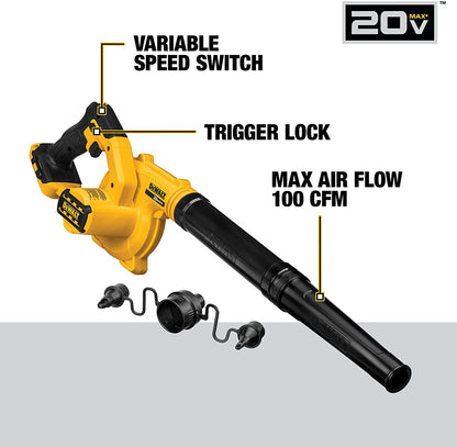 Dewalt 20V MAX Blower 100 CFM Airflow Variable Speed Switch Includes Trigger Lock Bare Tool Only (DCE100B)