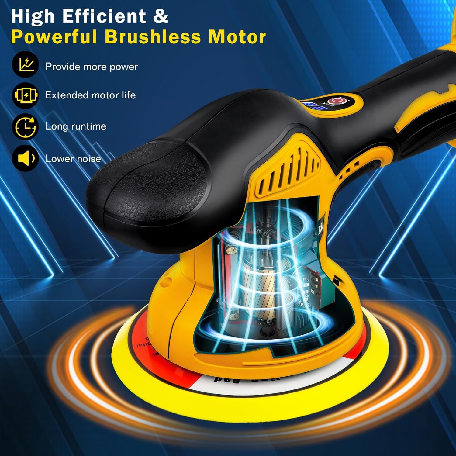 Cordless Car Buffer Polisher Compatible for Dewalt 20V Battery Polishers and Buffers with 6 Variable Speed up to 5500RPM Car Buffer Polisher for Car Detailing/Polishing/Waxing(Battery Not Included)